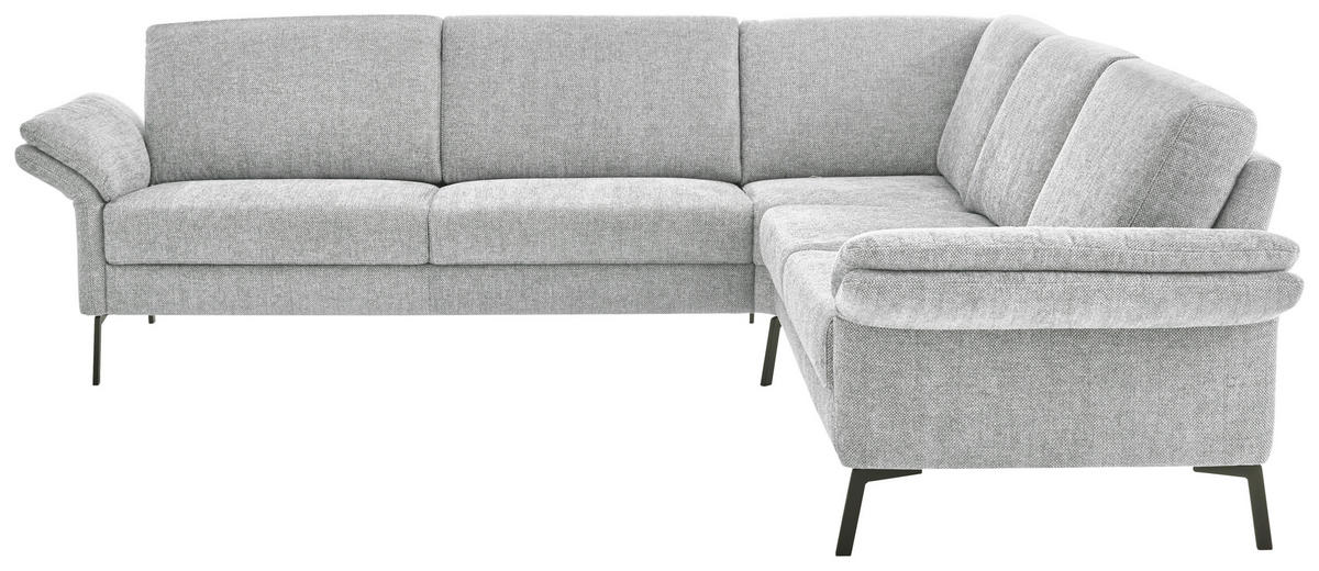 ECKSOFA Platinfarben Flachgewebe  - Platinfarben/Schwarz, KONVENTIONELL, Textil/Metall (273/253cm) - Pure Home Comfort