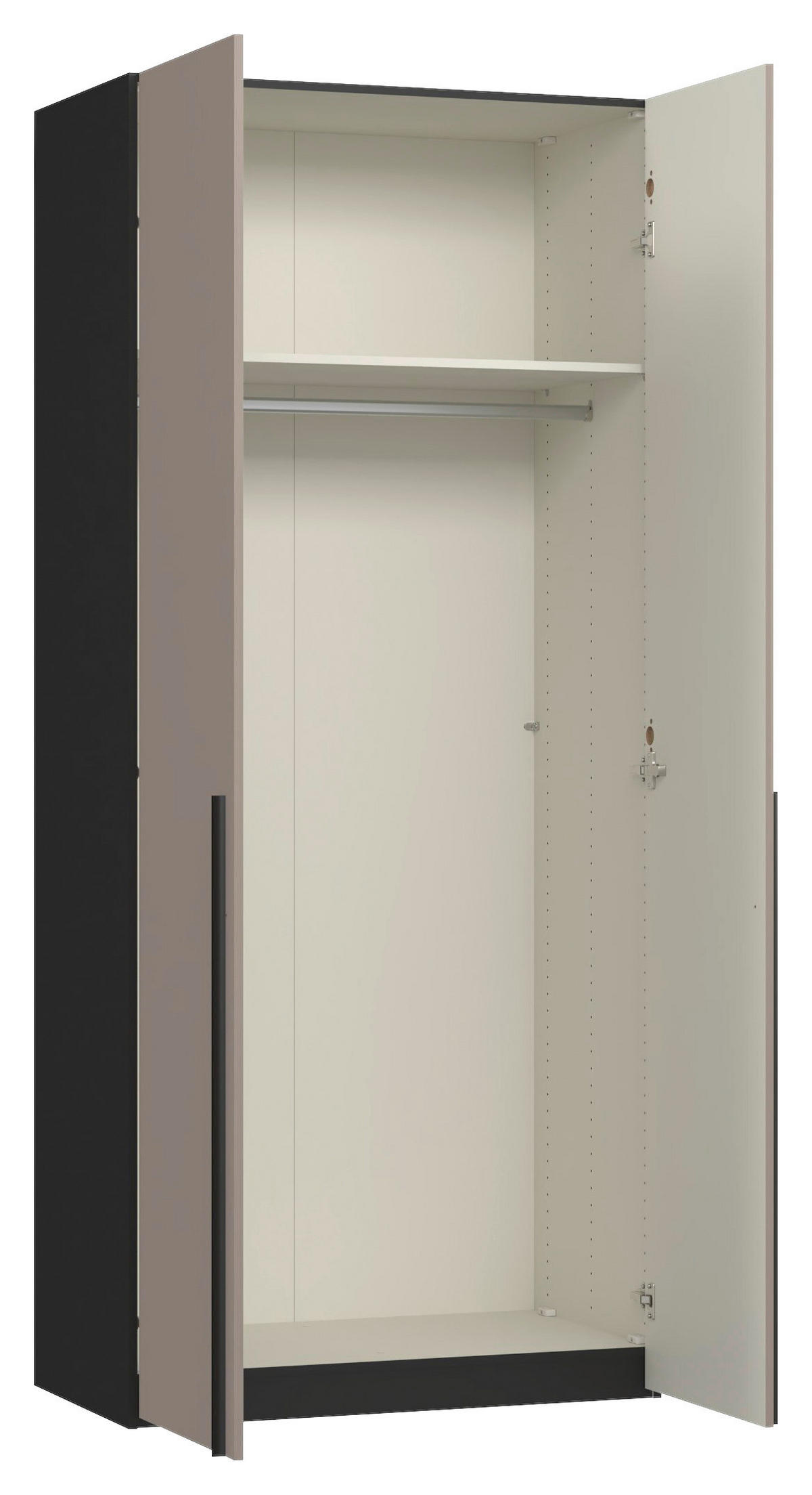 DREHTÜRENSCHRANK 102/236/59 cm,  in Schwarz, Hellbraun, 2-türig  - Hellbraun/Schwarz, Design, Holzwerkstoff/Metall (102/236/59cm) - Jutzler