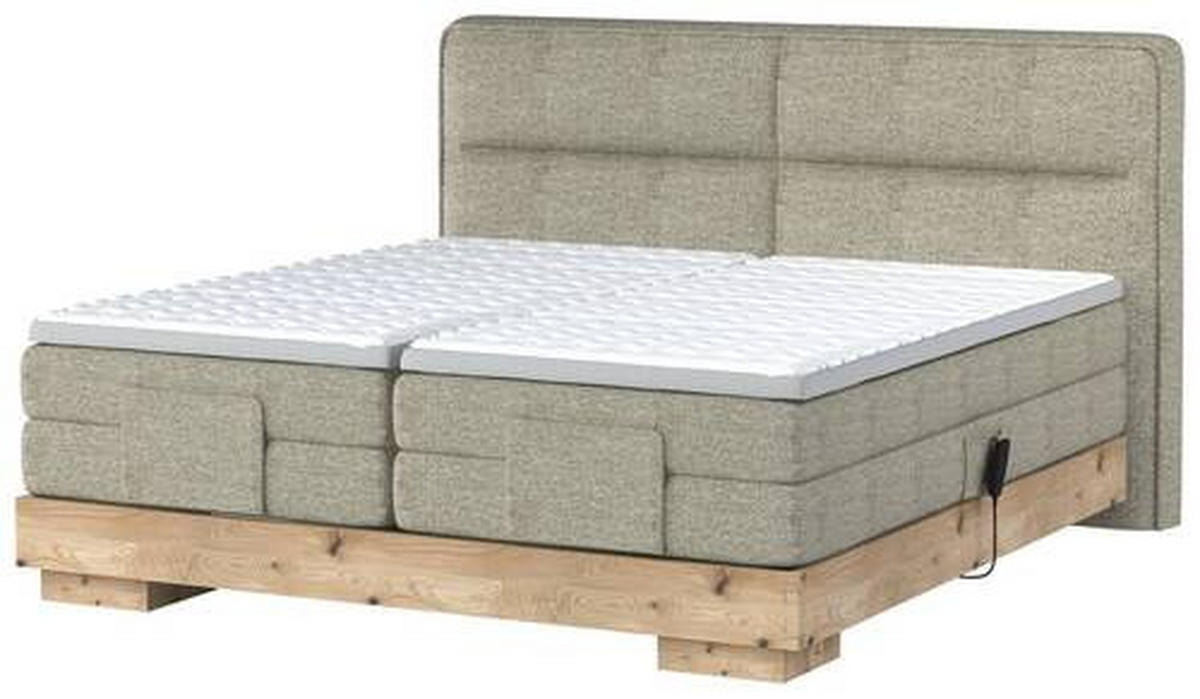 BOXSPRINGBETT 160/200 cm  in Eichefarben, Olivgrün  - Eichefarben/Olivgrün, Natur, Holz/Holzwerkstoff (160/200cm) - Valnatura