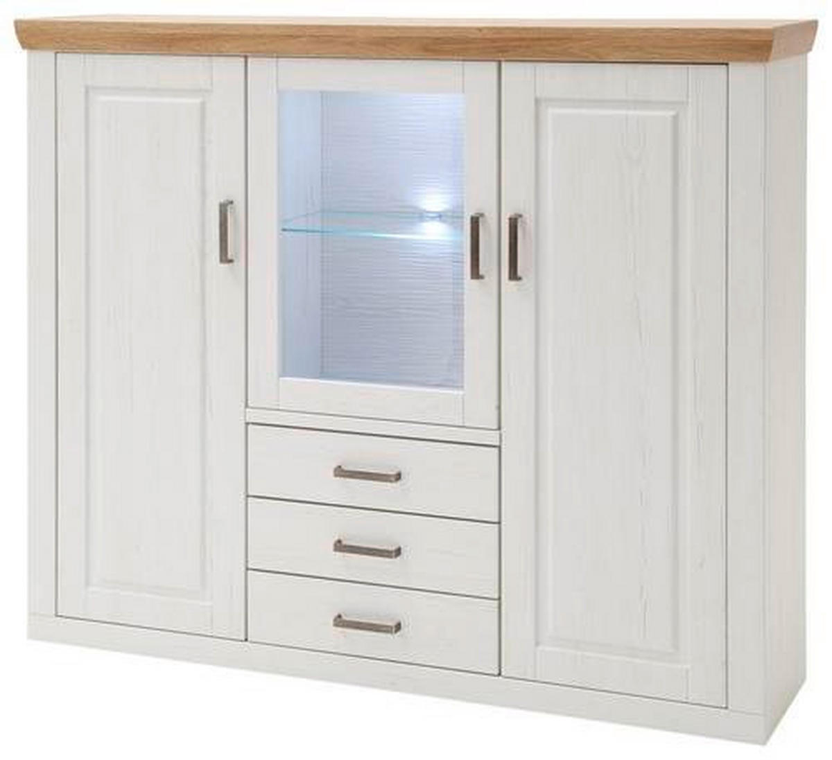 HIGHBOARD Brixen  in 163/142/40 cm  - Eichefarben/Schwarz, Design, Glas/Holzwerkstoff (163/142/40cm) - Landscape