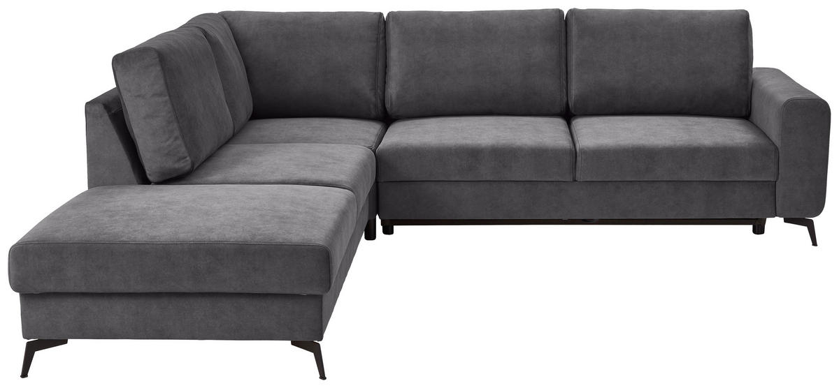 ECKSOFA  in Chenille Dunkelgrau  257/275 cm  - Dunkelgrau/Schwarz, KONVENTIONELL, Textil/Metall (257/275cm) - MID.YOU