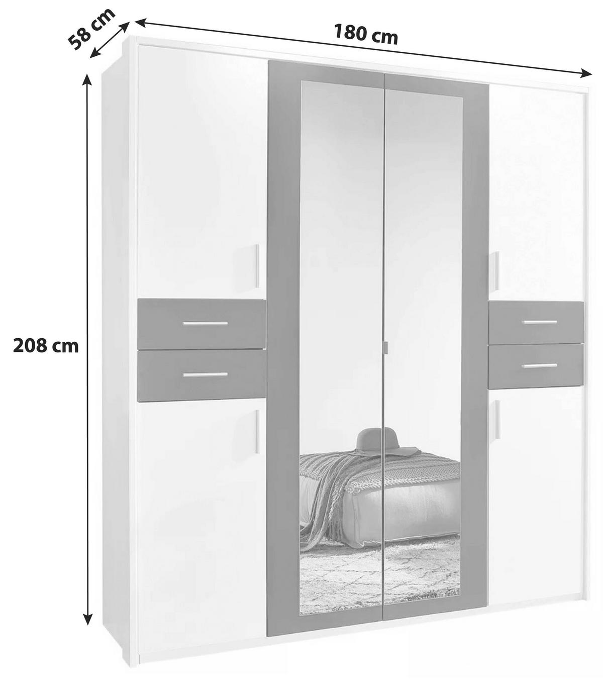 DREHTÜRENSCHRANK 180/208/58 cm 6-türig Weiß, Eiche Artisan  - Silberfarben/Eiche Artisan, Basics, Holzwerkstoff (180/208/58cm) - MID.YOU
