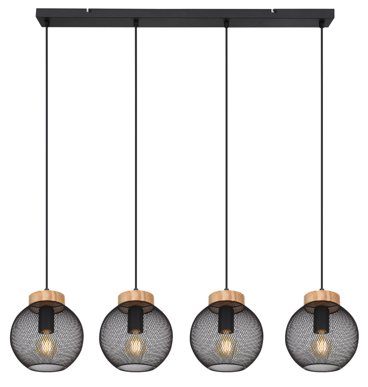 HÄNGELEUCHTE 95/20/120 cm   - Schwarz/Braun, Basics, Holz/Metall (95/20/120cm) - Globo
