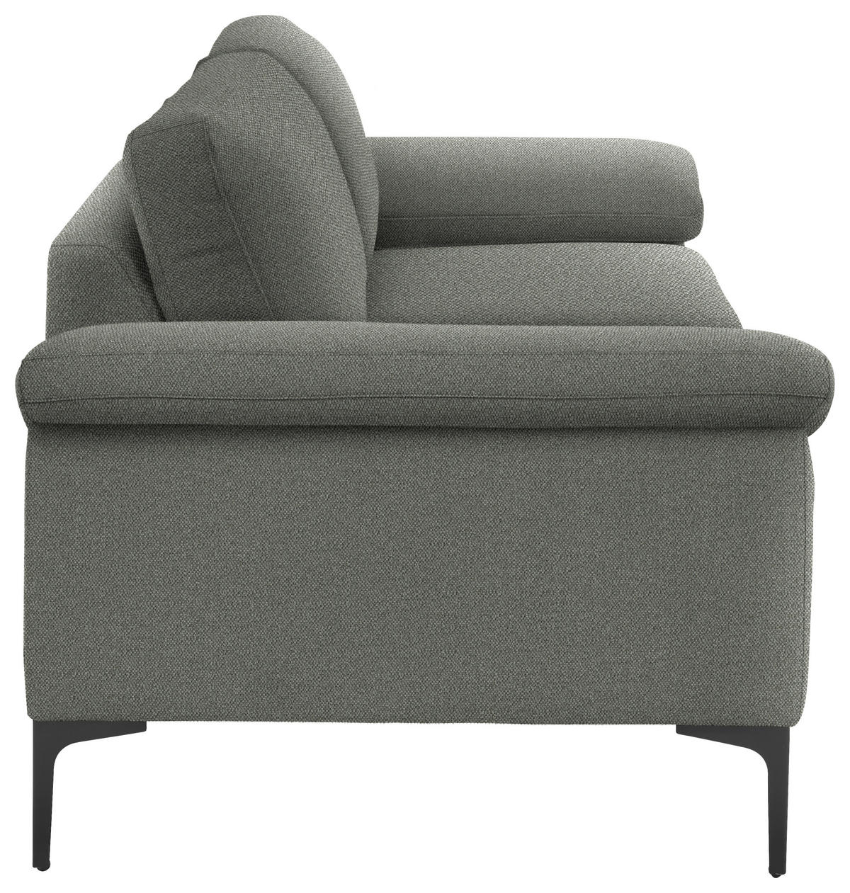 3-SITZER-SOFA in Flachgewebe Graugrün  - Schwarz/Graugrün, Design, Textil/Metall (226/89/97cm) - Pure Home Lifestyle