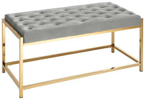 HOCKERBANK 97/48/45 cm Samt Grau, Goldfarben  - Goldfarben/Grau, Design, Textil/Metall (97/48/45cm) - Xora
