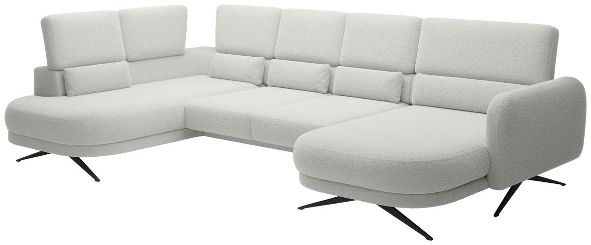 WOHNLANDSCHAFT in Webstoff Creme  - Creme/Schwarz, Design, Textil/Metall (111/346/104cm) - Livetastic