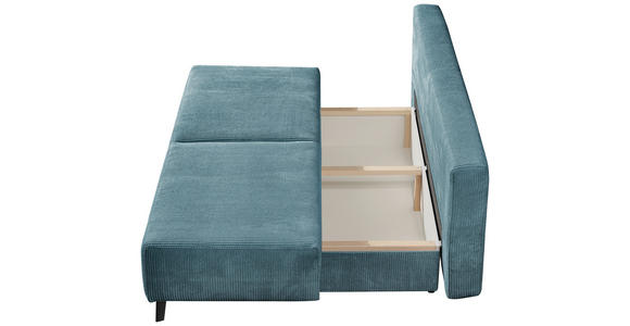 SCHLAFSOFA Cord Petrol - Petrol/Schwarz, MODERN, Textil/Metall (193/85/88cm) - Novel