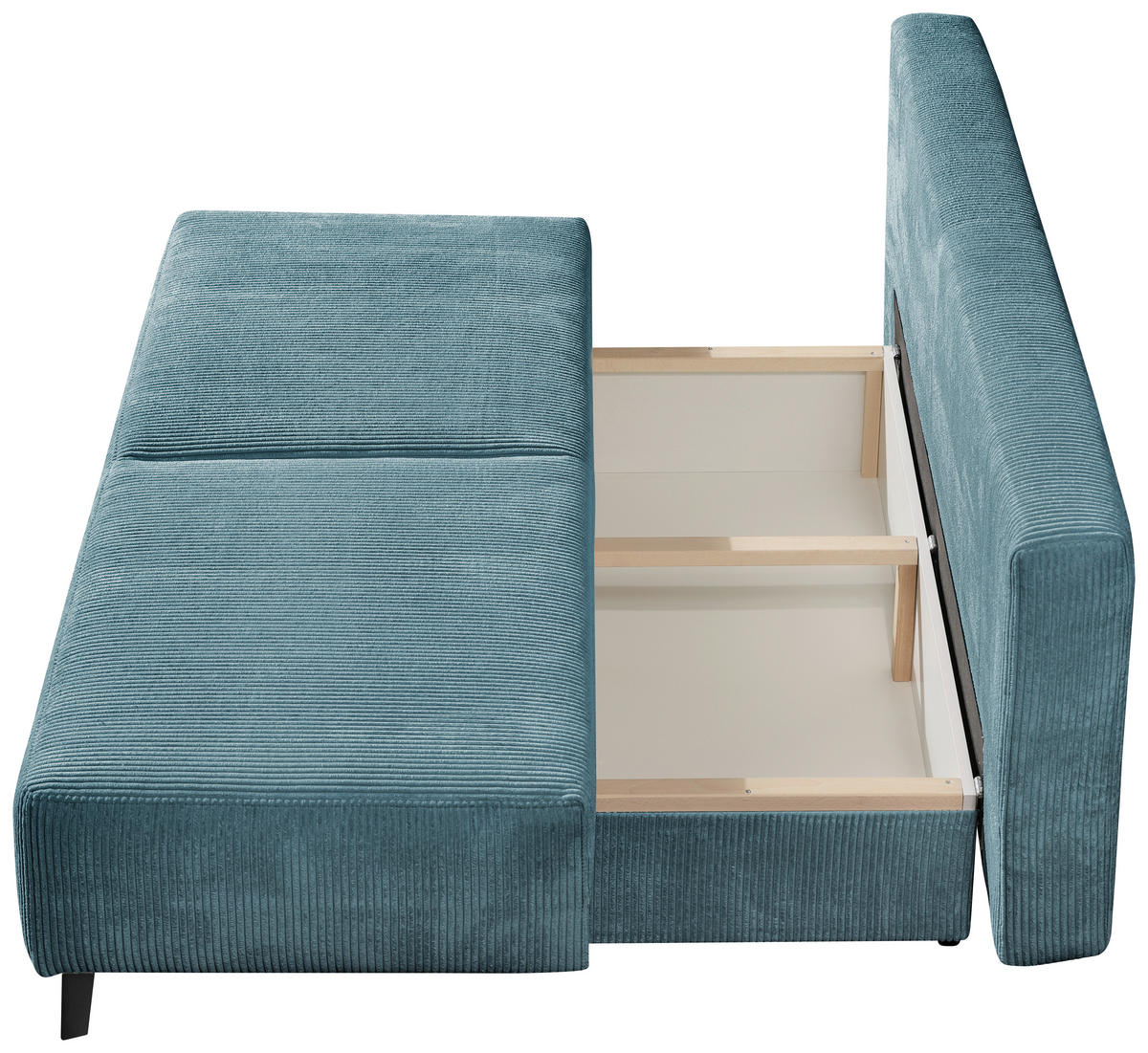 SCHLAFSOFA Cord Petrol  - Petrol/Schwarz, MODERN, Textil/Metall (193/85/88cm) - Novel