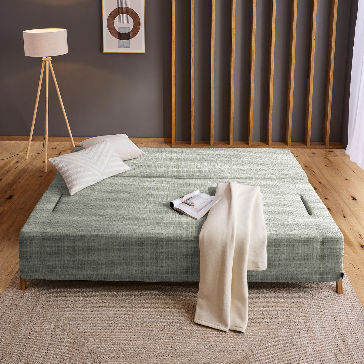 SCHLAFSOFA in Holz, Textil Greige  - Greige/Naturfarben, Design, Holz/Textil (211/88/102cm) - Niels Andersson