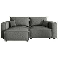 ECKSOFA Grau Webstoff Zierkissen, Rückenkissen, Rücken echt  - Schwarz/Grau, MODERN, Kunststoff/Textil (153/250cm) - Xora
