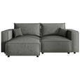 ECKSOFA Grau Webstoff Zierkissen, Rückenkissen, Rücken echt  - Schwarz/Grau, MODERN, Kunststoff/Textil (153/250cm) - Xora