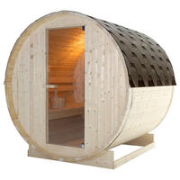SAUNAFASS für 4 Personen Tromsö L  - Fichtefarben, KONVENTIONELL, Glas/Holz (189/180/191,5cm) - Sanotechnik