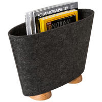 STOJAN NA NOVINY, antracitová, farba duba - farba duba/antracitová, Design, drevo/textil (41/29/14cm)