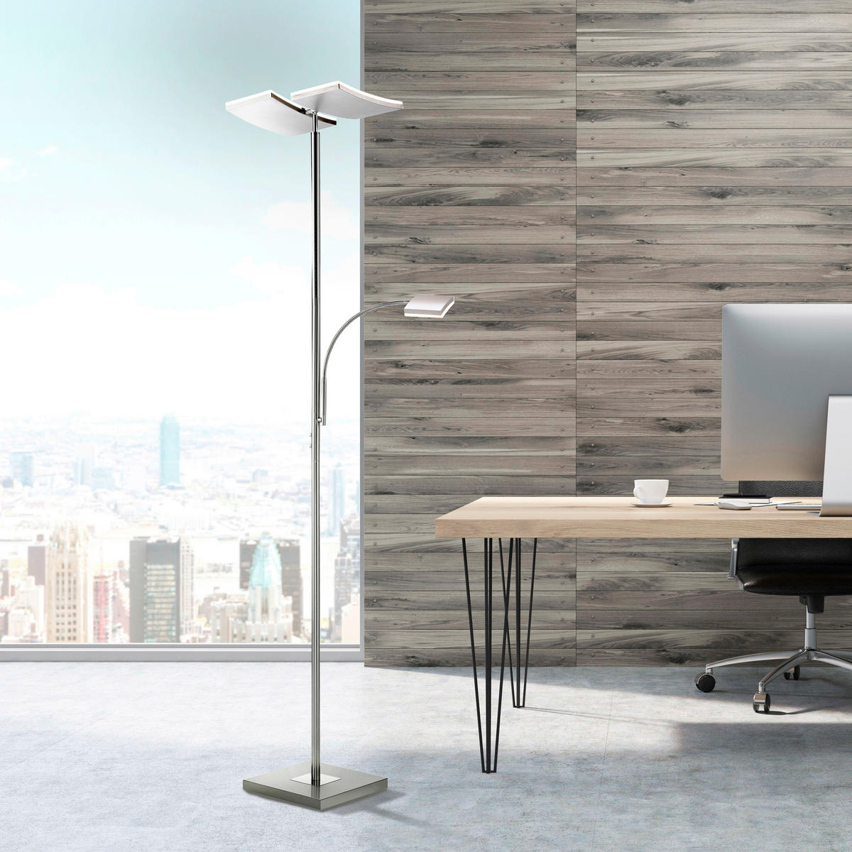 STOJACIA LED LAMPA, 62/61/196 cm - strieborná, Design, kov/plast (62/61/196cm)