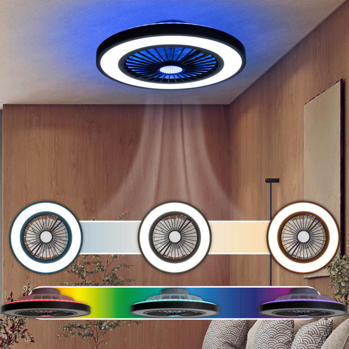 LED-DECKENLEUCHTE ARIOSO 54/16 cm   - Schwarz/Weiß, KONVENTIONELL, Kunststoff/Metall (54/16cm) - Näve