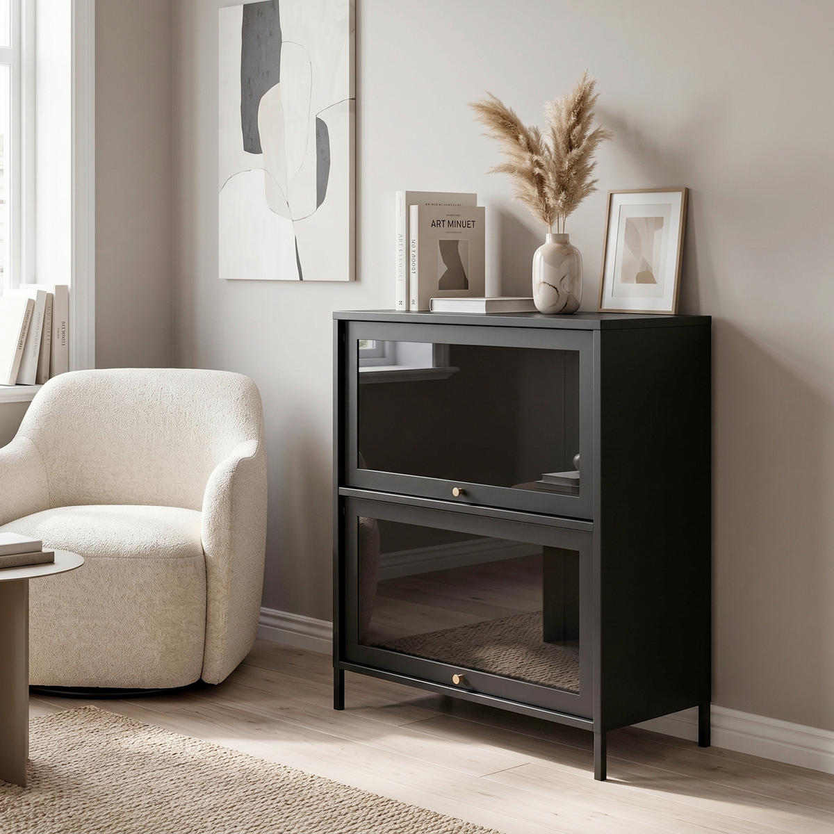 SIDEBOARD  80/100/40 cm  - Schwarz, Design, Glas/Metall (80/100/40cm) - Livetastic