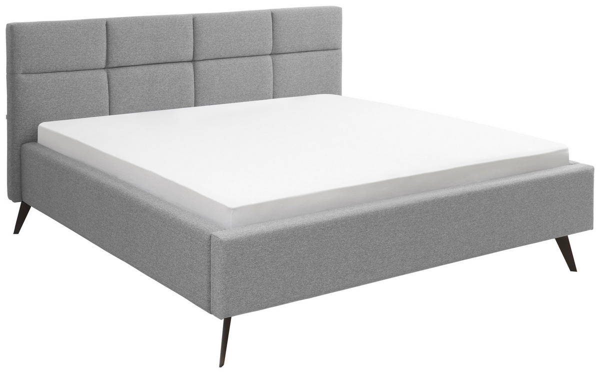 POLSTERBETT 180/200 cm  in Hellgrau  - Hellgrau/Schwarz, KONVENTIONELL, Textil/Metall (180/200cm) - SetOne by Musterring