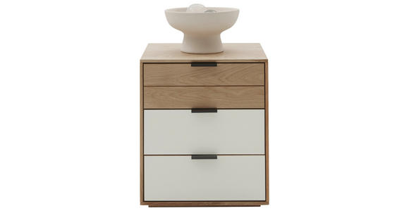 NACHTSCHRANK 50/58,4/44 cm Eiche massiv - Kaschmir/Eichefarben, Natur, Glas/Holz (50/58,4/44cm) - Valnatura