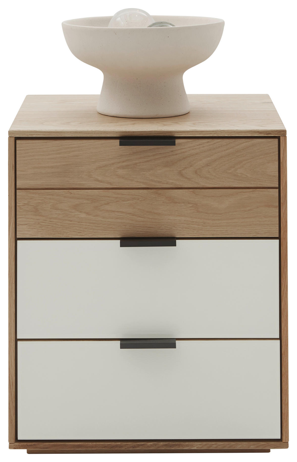 NACHTKÄSTCHEN in massiv Eiche Eichefarben, Kaschmir  - Kaschmir/Eichefarben, Natur, Glas/Holz (50/58,4/44cm) - Valnatura