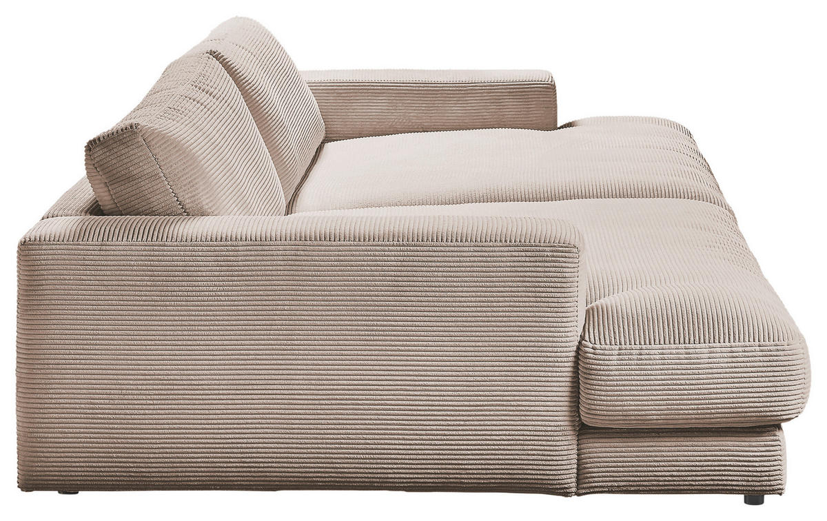 MEGASOFA in Cord Taupe  - Taupe/Schwarz, Design, Kunststoff/Textil (290/86/170cm) - Pure Home Lifestyle