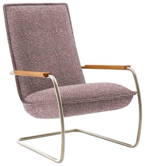 SESSEL in Flachgewebe Rosa  - Edelstahlfarben/Eichefarben, Design, Holz/Textil (76/105/87cm) - Koinor