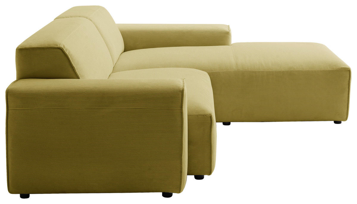 ECKSOFA in Cord Gelb, Grün  230/189 cm  - Gelb/Schwarz, Design, Kunststoff/Textil (230/189cm) - Pure Home Lifestyle