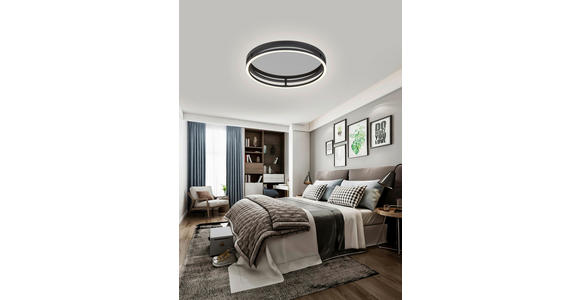 LED-DECKENLEUCHTE 39/8,7 cm    - Schwarz, LIFESTYLE, Kunststoff/Metall (39/8,7cm) - Novel