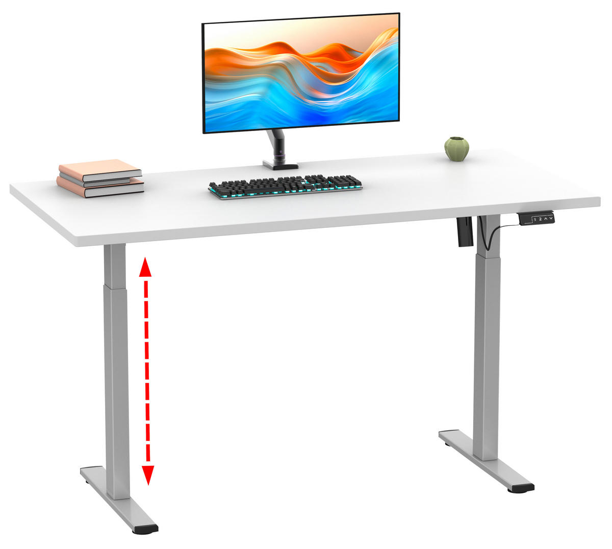 SCHREIBTISCH  in Silberfarben, Weiss  - Weiss/Silberfarben, Design, Holzwerkstoff/Metall (140/71/80cm) - MID.YOU