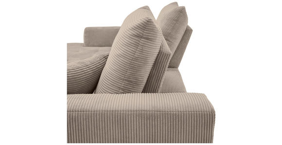 ECKSOFA in Cord Taupe  - Taupe/Schwarz, KONVENTIONELL, Textil/Metall (185/250cm) - Carryhome