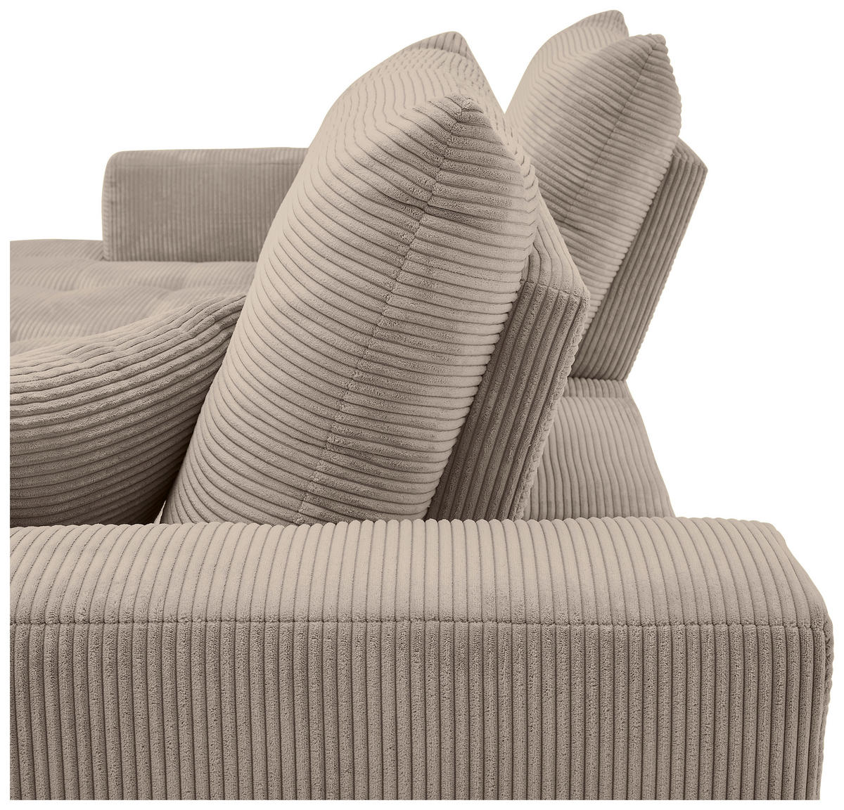 ECKSOFA in Cord Taupe  - Taupe/Schwarz, Konventionell, Textil/Metall (185/250cm) - Carryhome