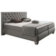 BOXSPRINGBETT 180/200 cm,  in Hellgrau, Matratze, Topper, H2 = mittel  - Silberfarben/Hellgrau, KONVENTIONELL, Kunststoff/Textil (180/200cm) - Carryhome