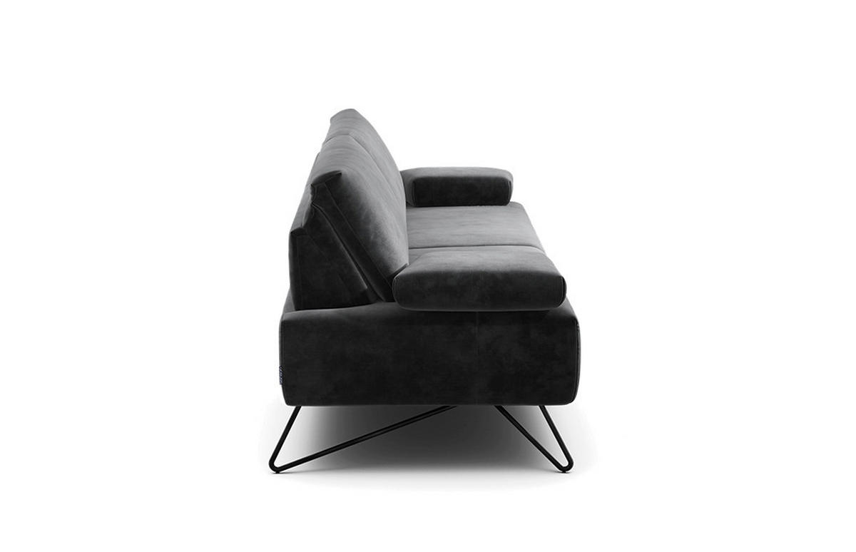 2,5-SITZER Samt Anthrazit  - Anthrazit/Schwarz, Design, Textil/Metall (204-234/85/86-94cm) - SENSOO