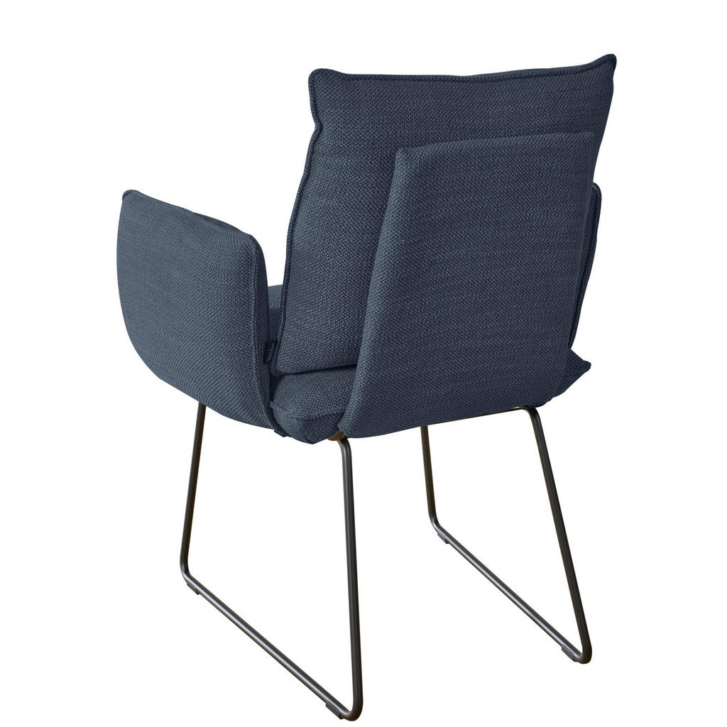 Thumbnail - Dieter Knoll Armlehnstuhl, Dunkelblau, Metall, Textil, Kufe, Rundrohr, 65x90x70 cm, Lederauswahl, Stoffauswahl, inklusiv...