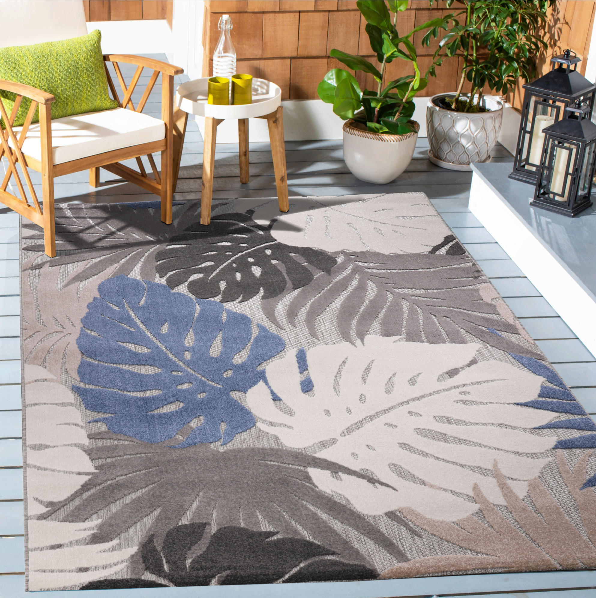 OUTDOORTEPPICH 80/150 cm Floral Blau  - Blau, LIFESTYLE, Kunststoff/Textil (80/150cm) - Novel
