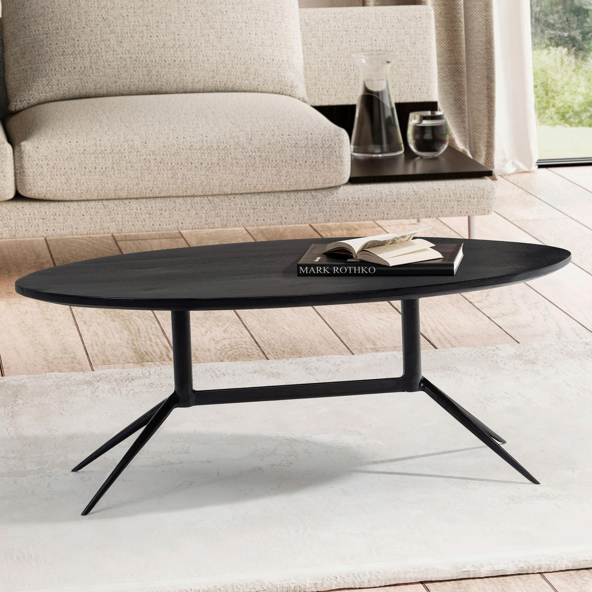 COUCHTISCH in Holz 90/50/35 cm  - Schwarz, Design, Holz/Metall (90/50/35cm) - MID.YOU