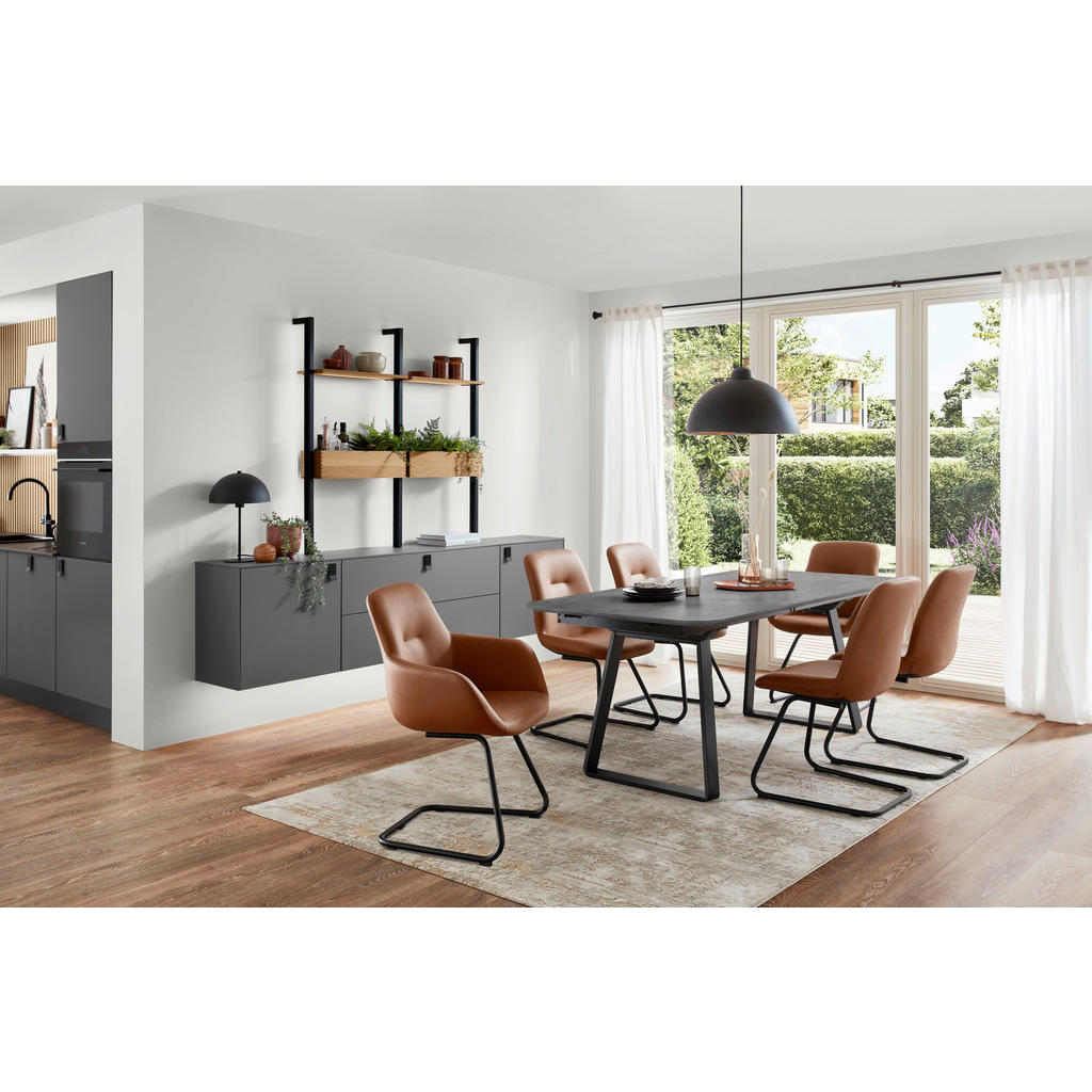 Thumbnail - Celina Home Esstisch Rom, Schwarz, Schiefer, Metall, Holzwerkstoff, rechteckig, Kufe, 95x76x200 cm, in verschiedenen Grö...