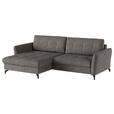 ECKSOFA in Flachgewebe, Leinenoptik Taupe  - Taupe/Schwarz, Design, Textil/Metall (170/242cm) - Xora