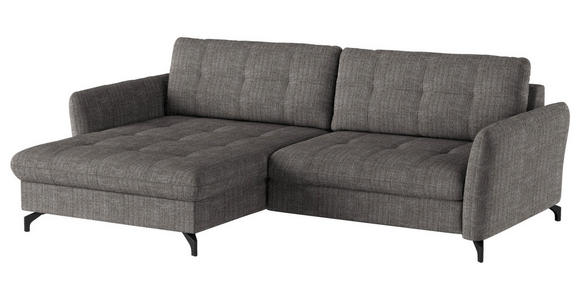 ECKSOFA in Flachgewebe, Leinenoptik Taupe  - Taupe/Schwarz, Design, Textil/Metall (170/242cm) - Xora