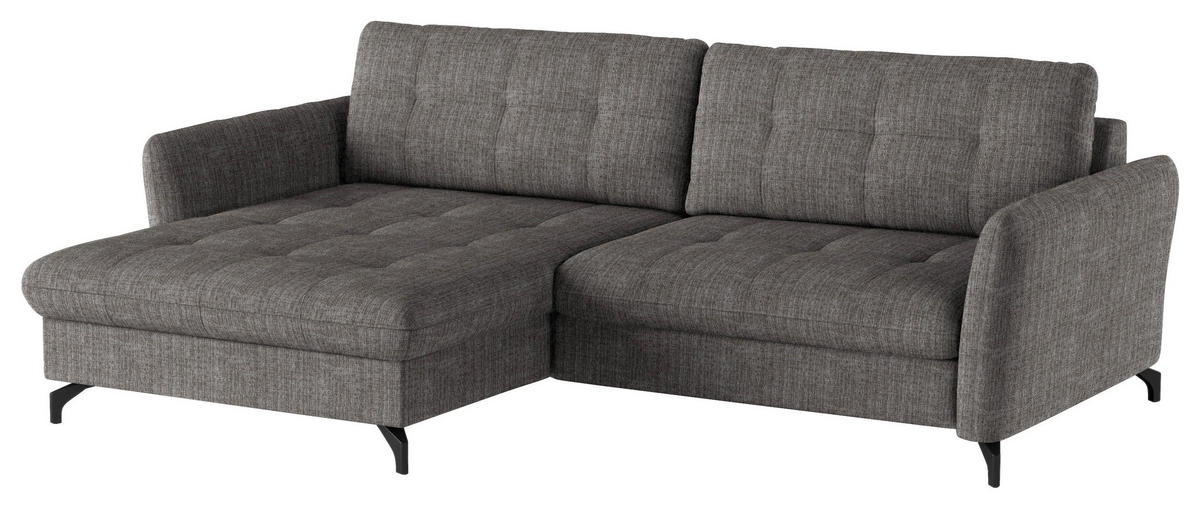 ECKSOFA in Flachgewebe, Leinenoptik Taupe  - Taupe/Schwarz, Design, Textil/Metall (170/242cm) - Xora