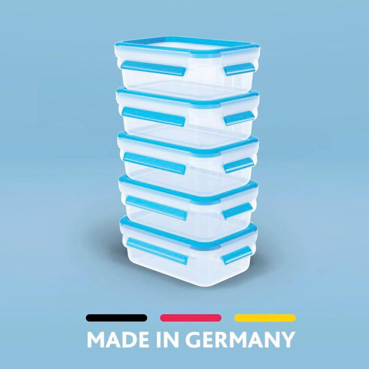 FRISCHHALTEDOSENSET Clip & Close 5-teilig  - Transparent, Basics, Kunststoff (16,7/11,7/27,1cm) - Emsa