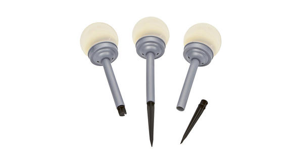 3 er Set Solarleuchte - Silberfarben/Weiß, Design, Kunststoff (10/39cm) - Boxxx