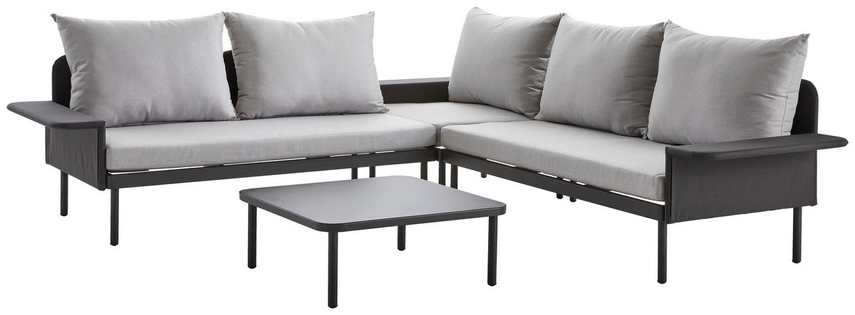 LOUNGEGARNITUR Aluminium  - Anthrazit/Hellgrau, MODERN, Textil/Metall - Ambia Garden