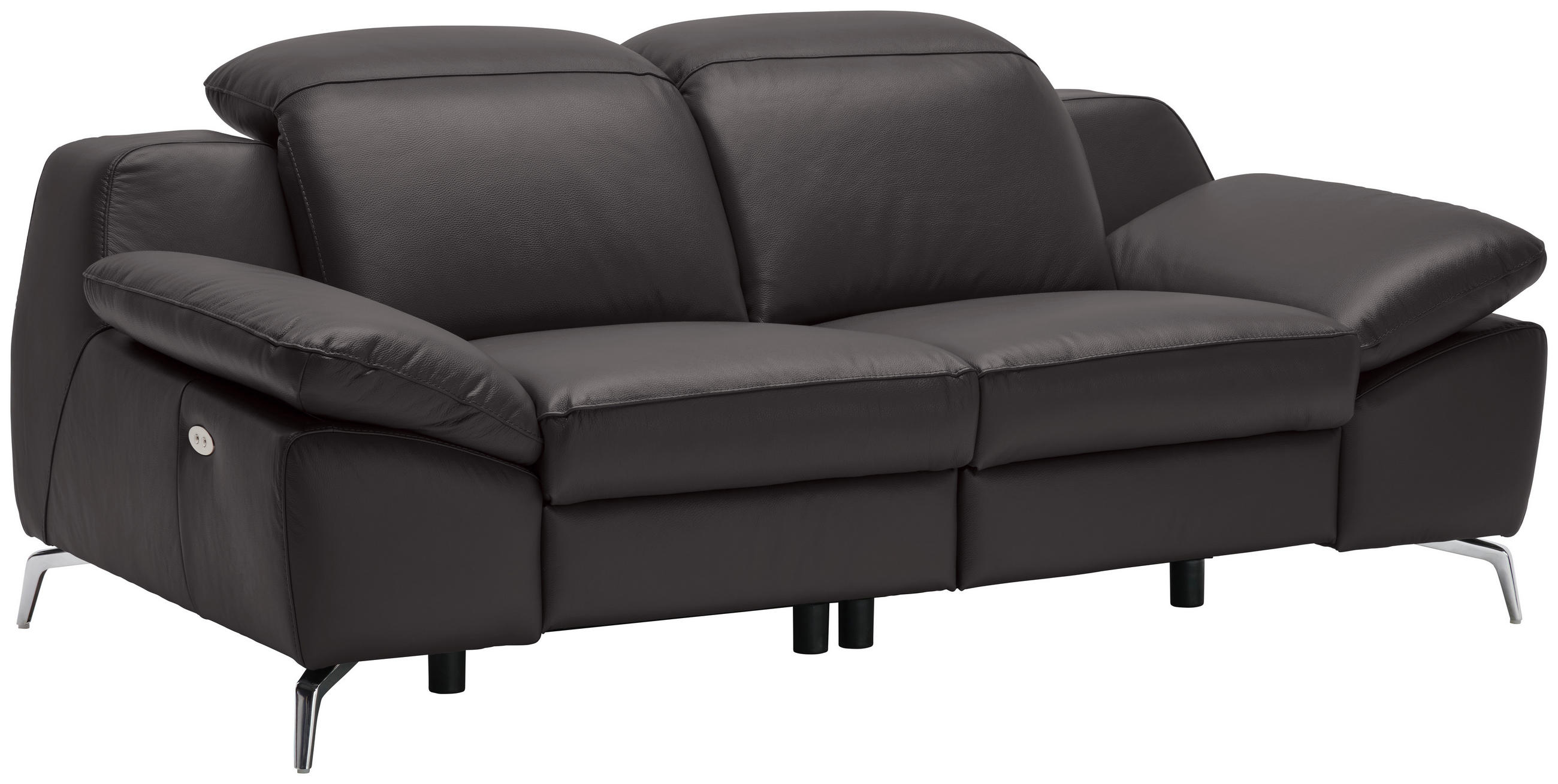 Thumbnail - Celina Home 2-Sitzer-Sofa, Dunkelbraun, Leder, Echtleder, Rindleder, Spaltleder, 194x83-99x110 cm, Made in EU, Fußauswah...