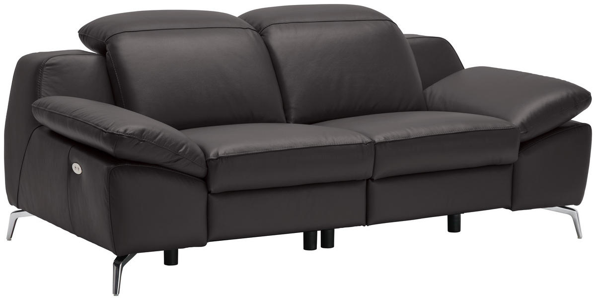KÉTÜLÉSES KANAPÉ bőr sötétbarna  - krómszínű/sötétbarna, Design, műanyag/bőr (194/83-99/110cm) - Celina Home
