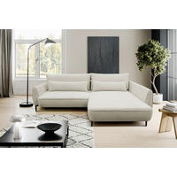 ECKSOFA in Bouclé Creme  - Creme/Schwarz, Design, Textil/Metall (273/204cm) - MID.YOU