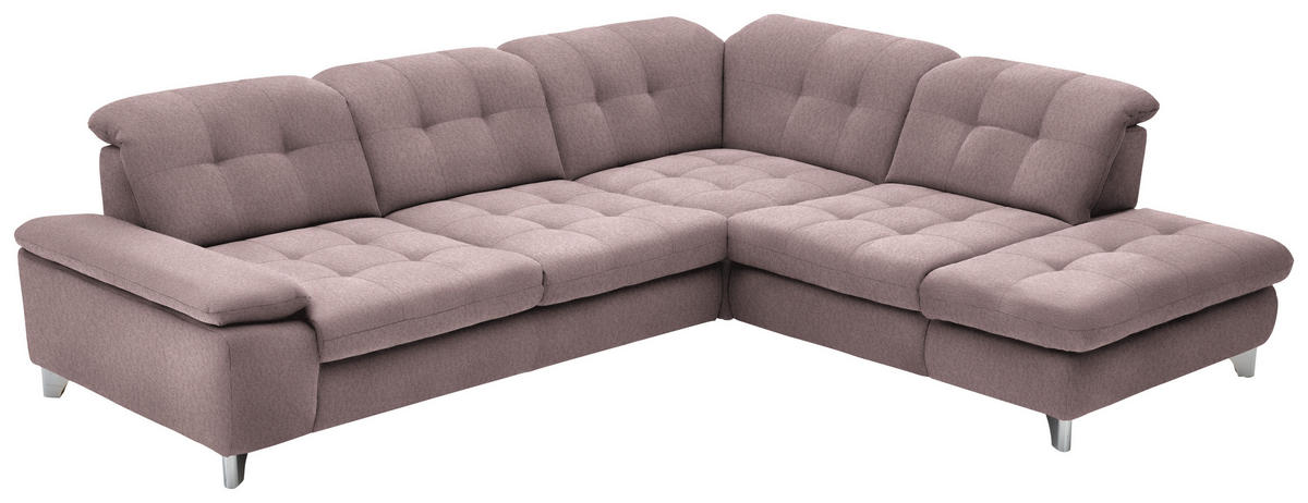 ECKSOFA in Chenille Altrosa  310/260 cm  - Chromfarben/Altrosa, Design, Textil/Metall (310/260cm) - Beldomo Speed