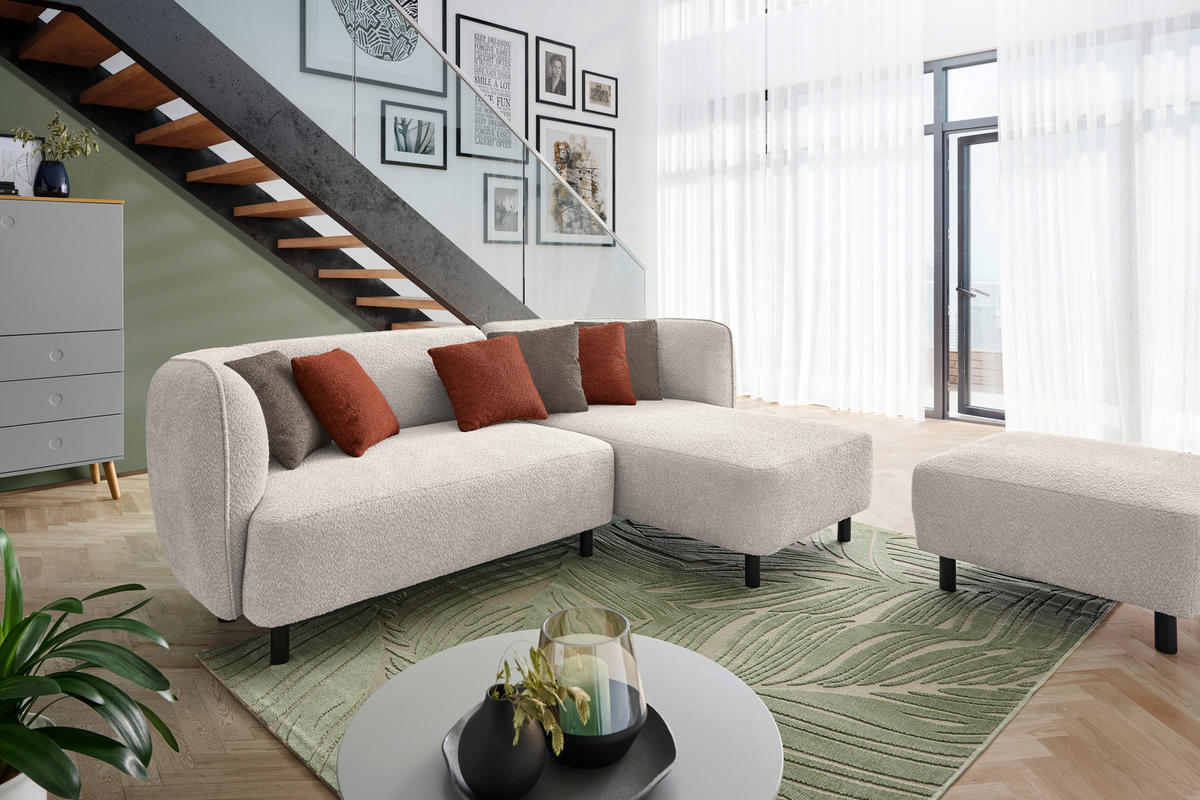 ECKSOFA in Chenille Sandfarben  - Sandfarben/Rostfarben, Design, Holz/Textil (236/148cm) - Lomoco