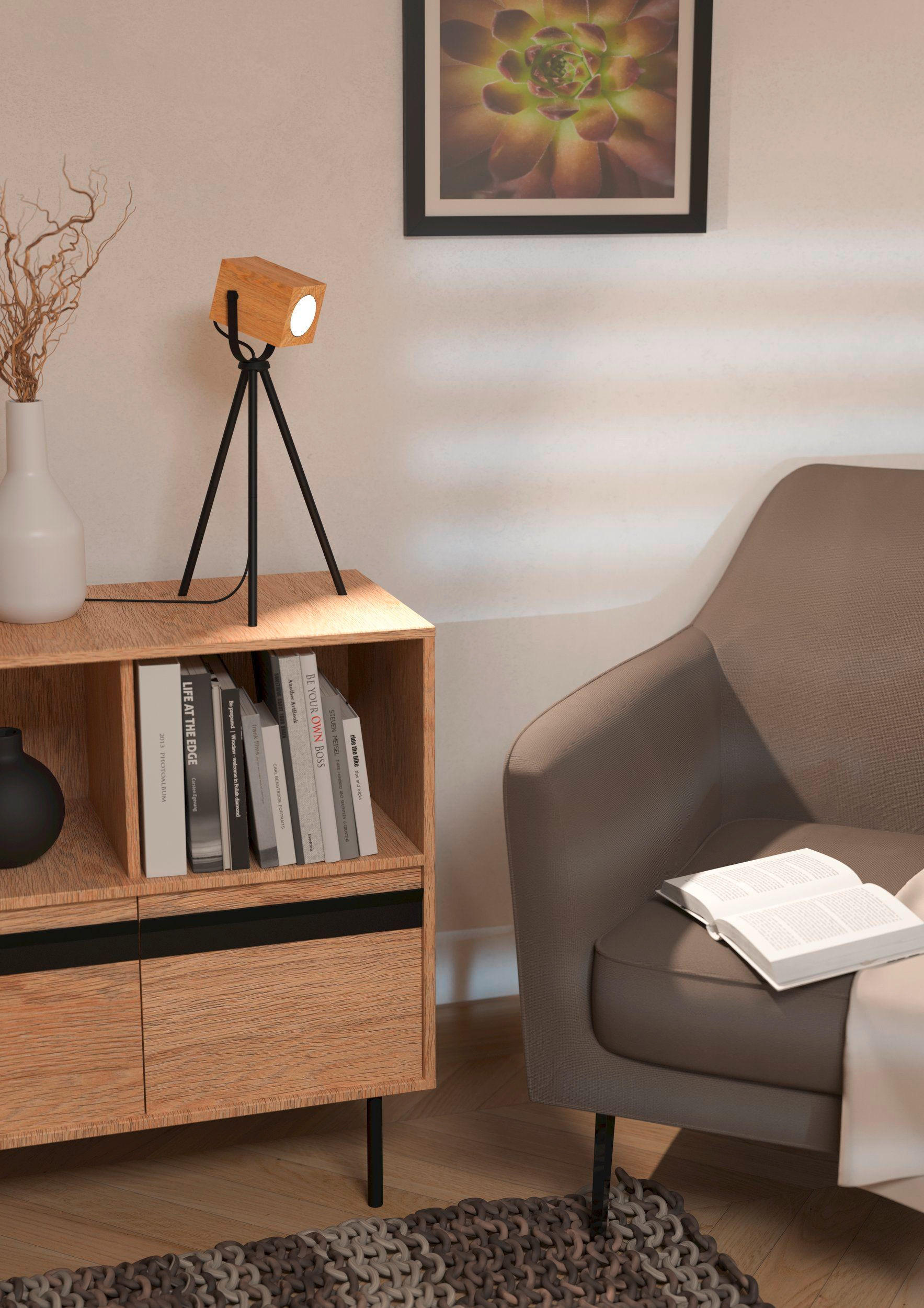 BORDSLAMPA 26/47.5 cm   - svart/naturfärgad, Basics, metall/trä (26/47.5cm)