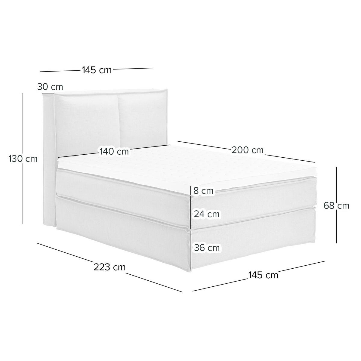 BOXSPRINGBETT 140/200 cm  in Anthrazit  - Anthrazit/Schwarz, Design, Textil (140/200cm) - home24
