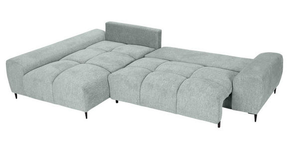 ECKSOFA in Flachgewebe Hellgrau  - Hellgrau/Schwarz, KONVENTIONELL, Textil/Metall (180/295cm) - Carryhome